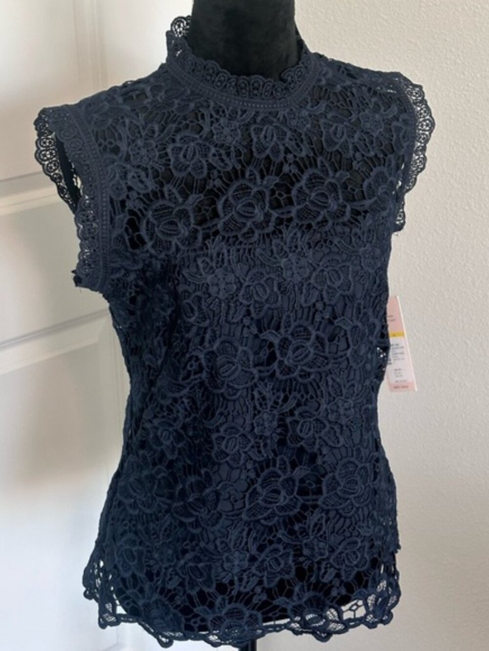 NWT - Nanette Lepore Dark Navy Floral Lace Top